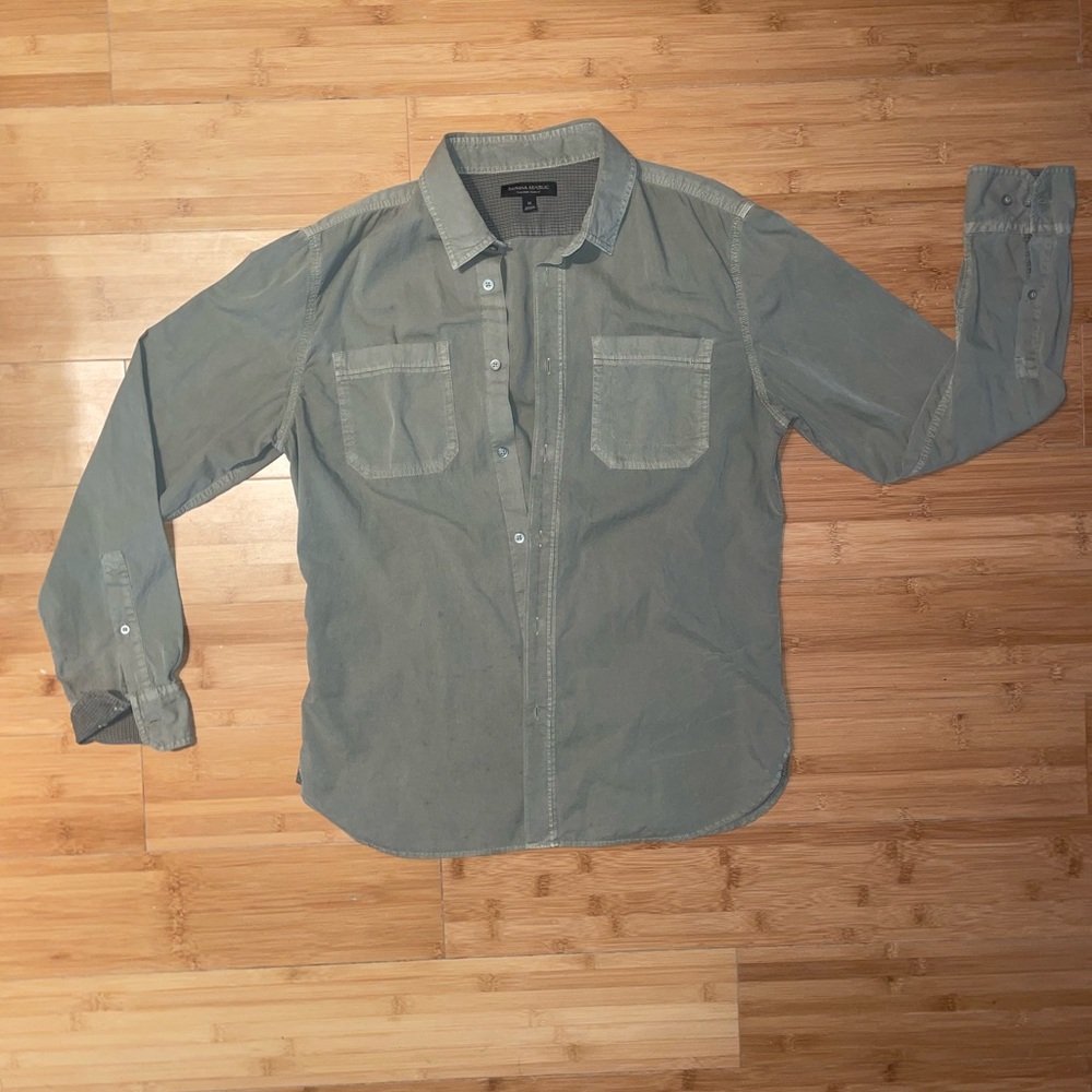 Banana Republic Mens Tailored Slim Fit - Medium Forest Green/Muted Green